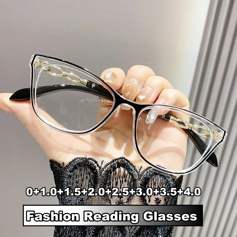 

Unisex Cat Eye Reading Glasses Fashion Blue Light Blocking Far Sight Eyeglasses Stylish Retro Presbyopia Fo Men Women 0+1.0+4.0