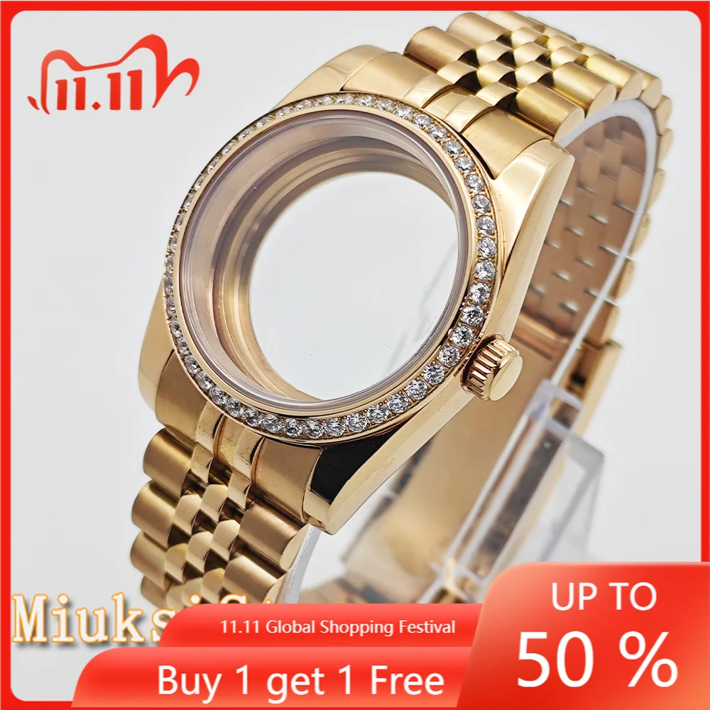 NH Case 36mm/40mm RoseGold Stainless Steel Sapphire Crystal Watch Case Fit NH35 NH36 ETA2824 2836 Miyota8215 Mingzhu DG Movement