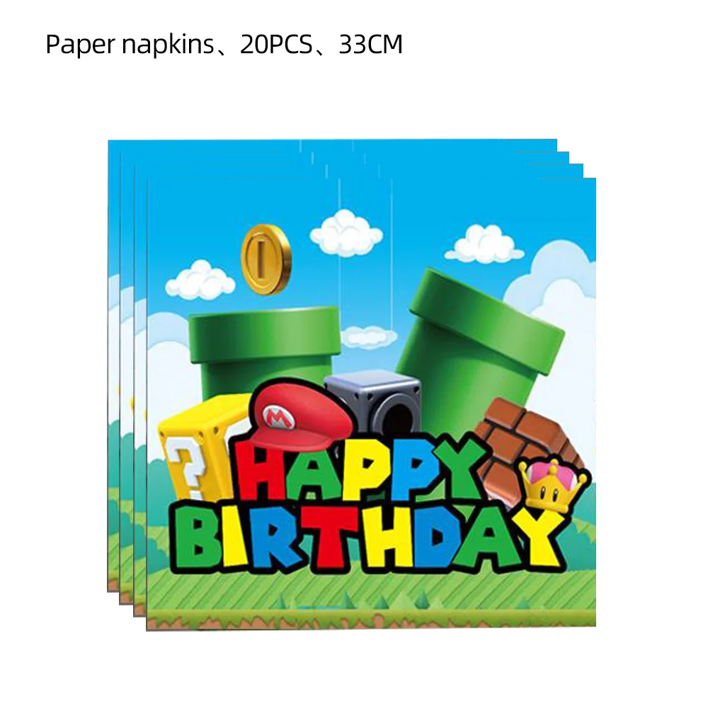 Guardanapo de papel descartável Super Bros Cartoon, decoração de casamento, despedida de solteira, princesa pêssego, casamento, 20 pcs