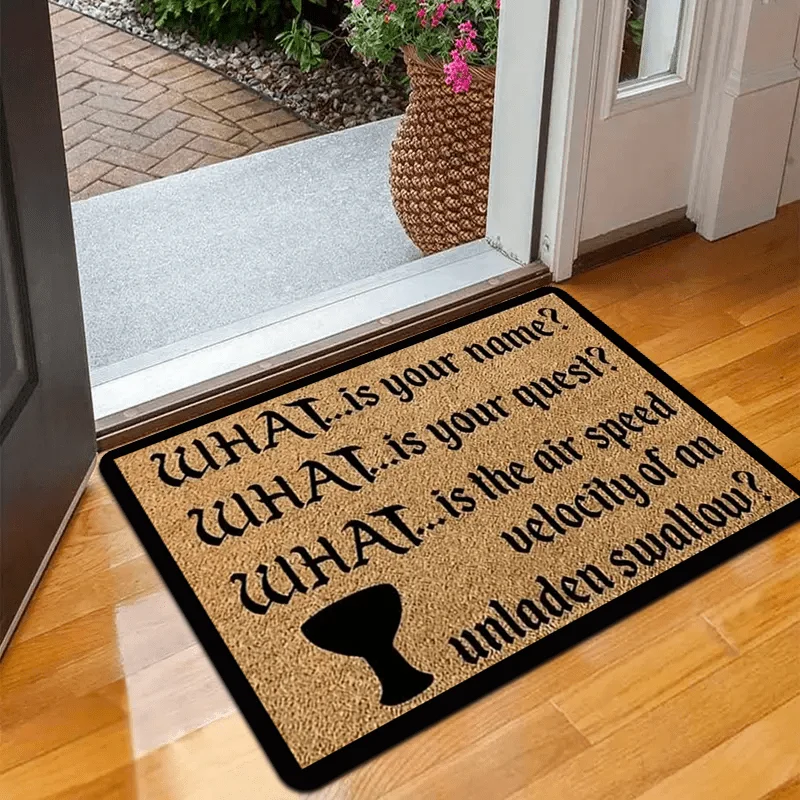 1-Pack Monty Python Holy Grail Trivia Doormat  Material Pile - ness 0.4inch/580g/m² Door Mat Indoor Category Usage Scenarios #