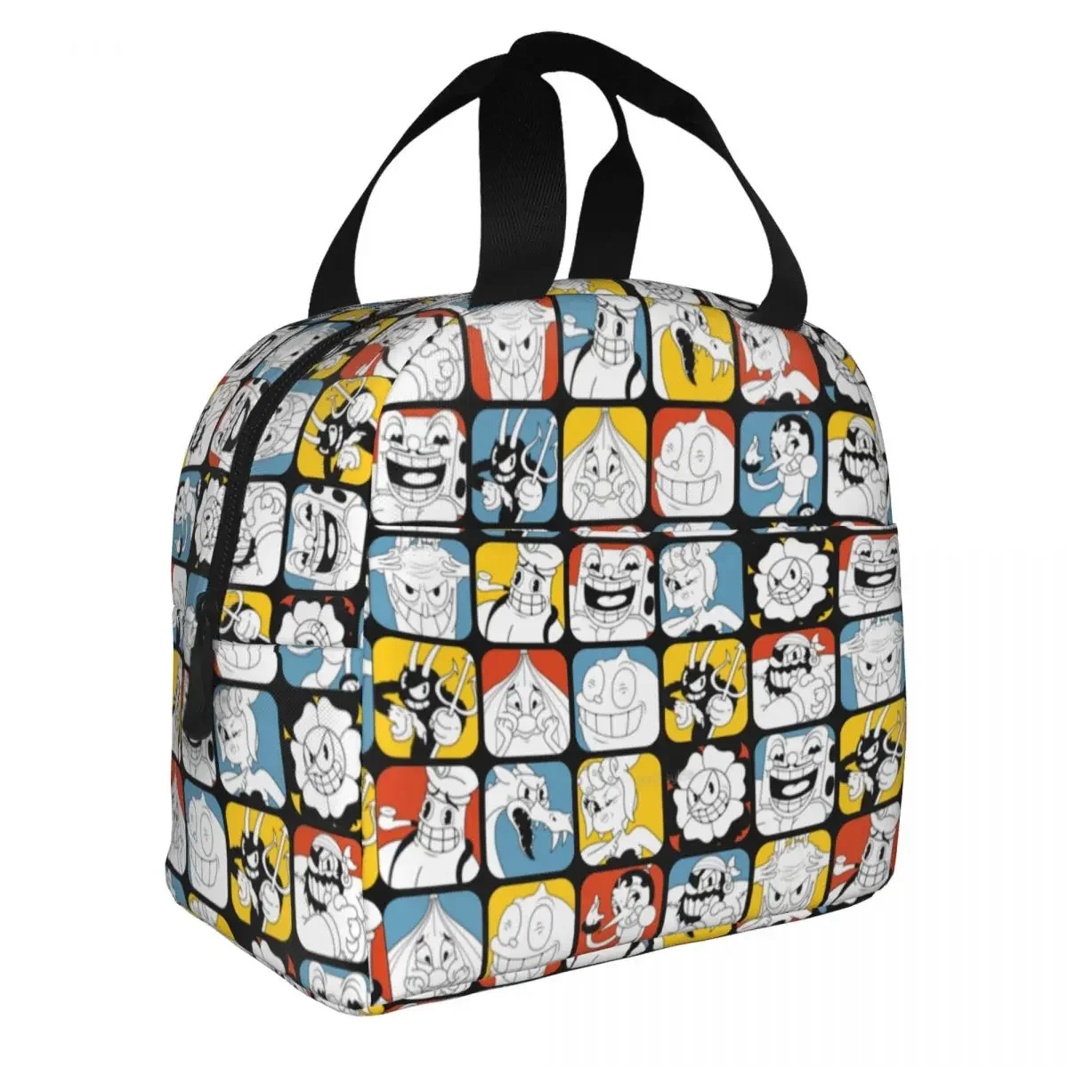 The Cuphead Collage Insulated Lunch Bag Thermal Bag Reusable Game Anime Portable Tote Lunch Box for Men Women Office Travel