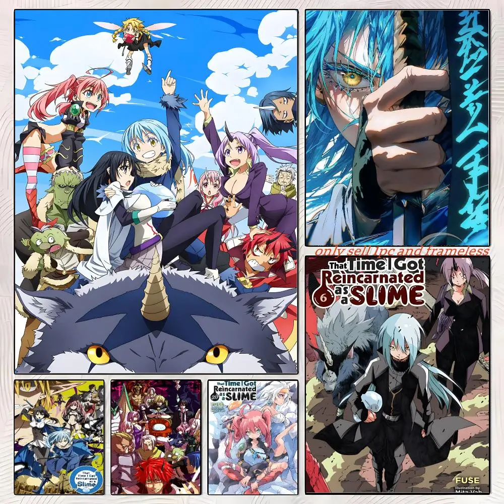 Cartoon That Time I Got Reincarnated As A Slime Poster Sticky Wall Art Printing Waterproof Home Living Bed Room Aesthetic Decor