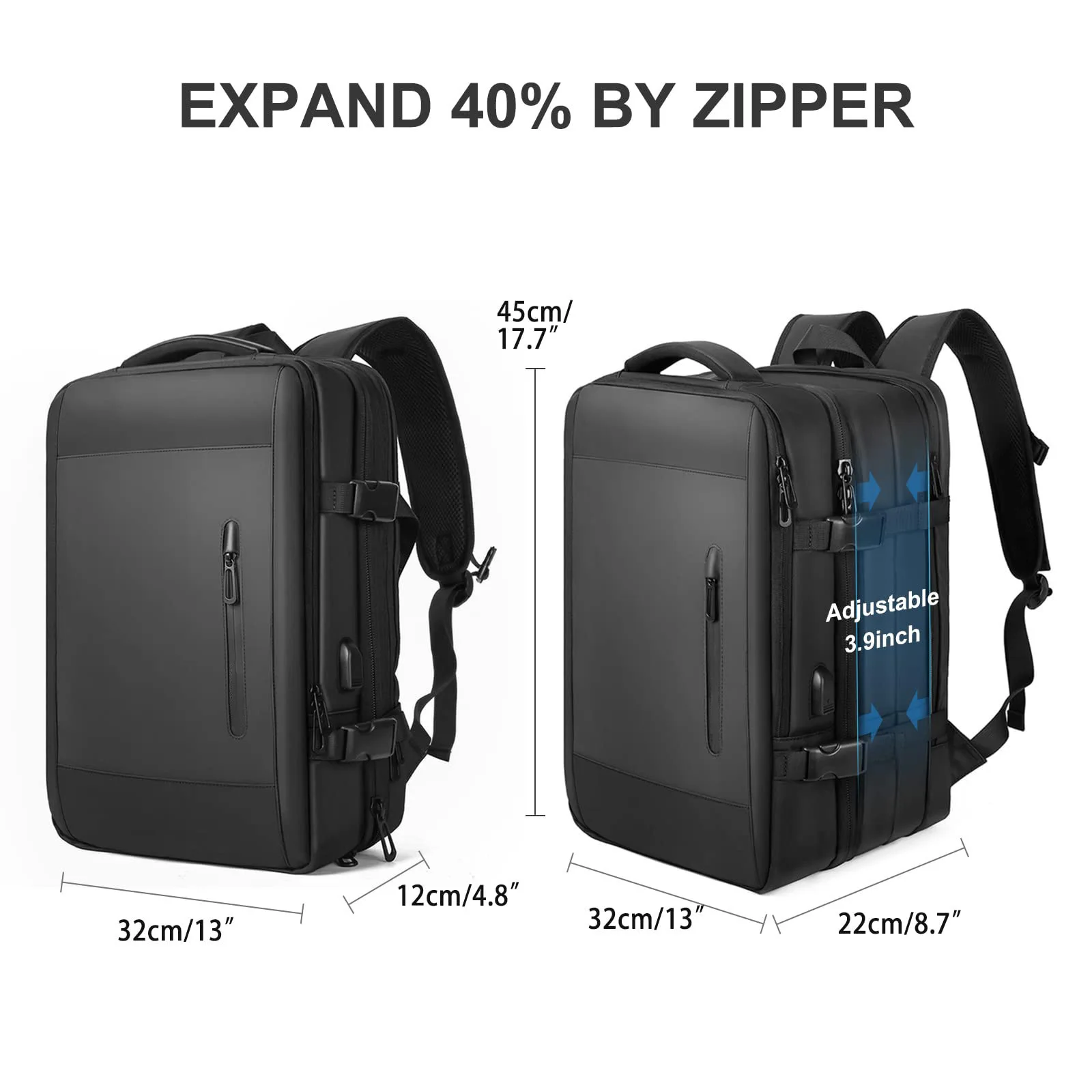 New Men's Business Backpack Multifunctional Large-Capacity Travels Bag Fashion Concise Style Solid Color Women's Backpack