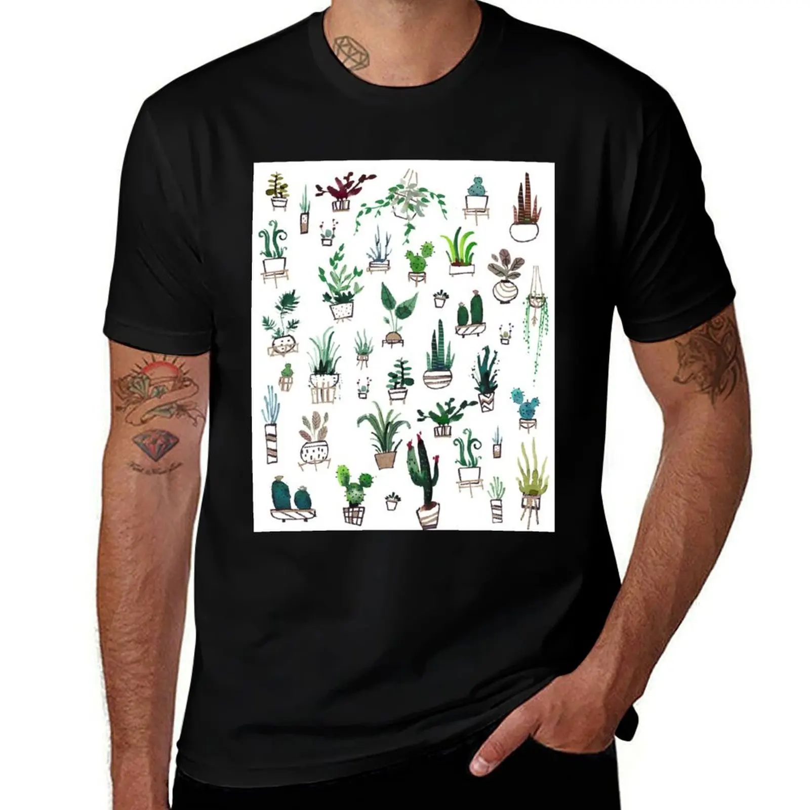 

Succulent Plants Watercolor T-Shirt t shirt man luxury t shirts for man slim fit T-Shirt