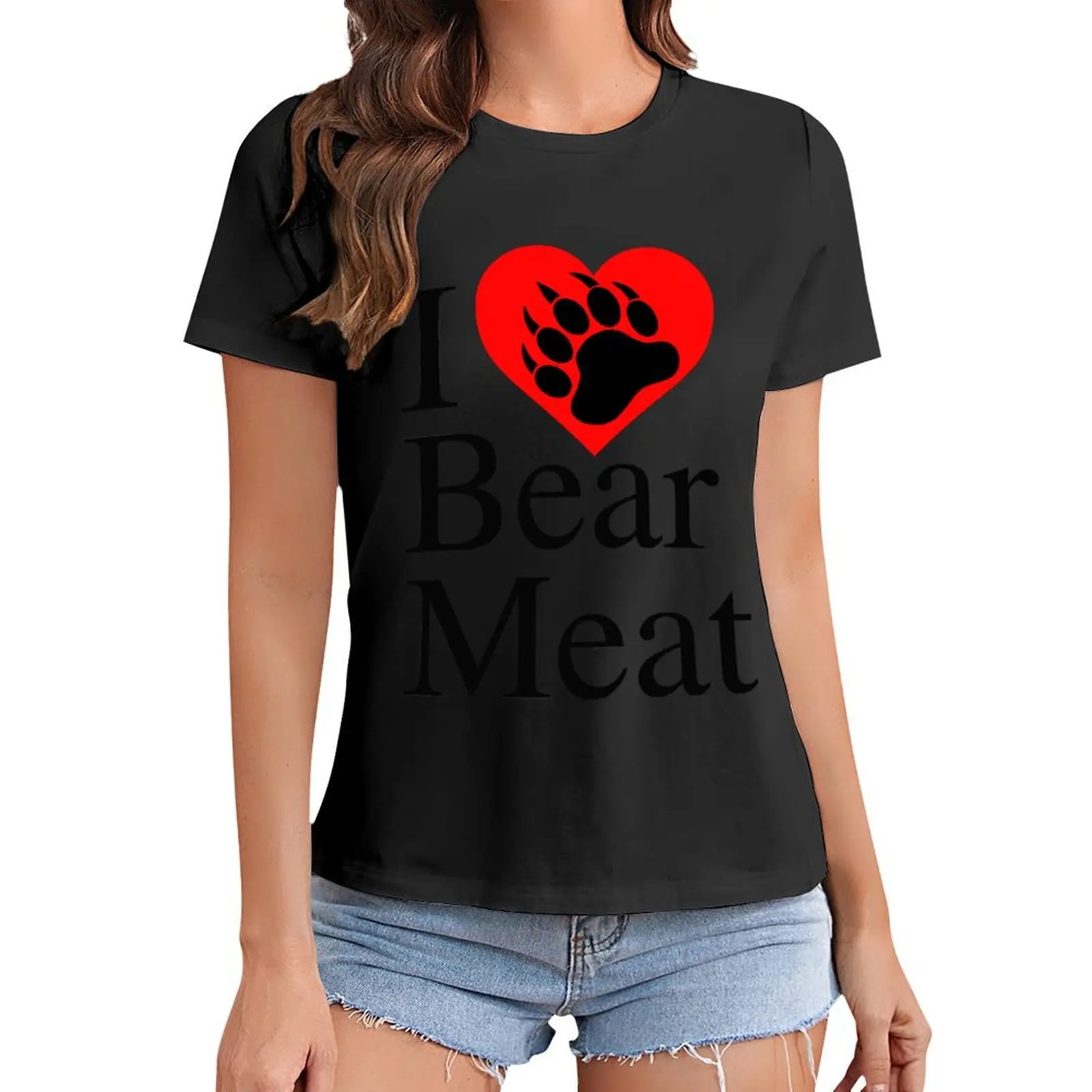 

I heart bear meat T-Shirt tees funnys workout t shirts for Women