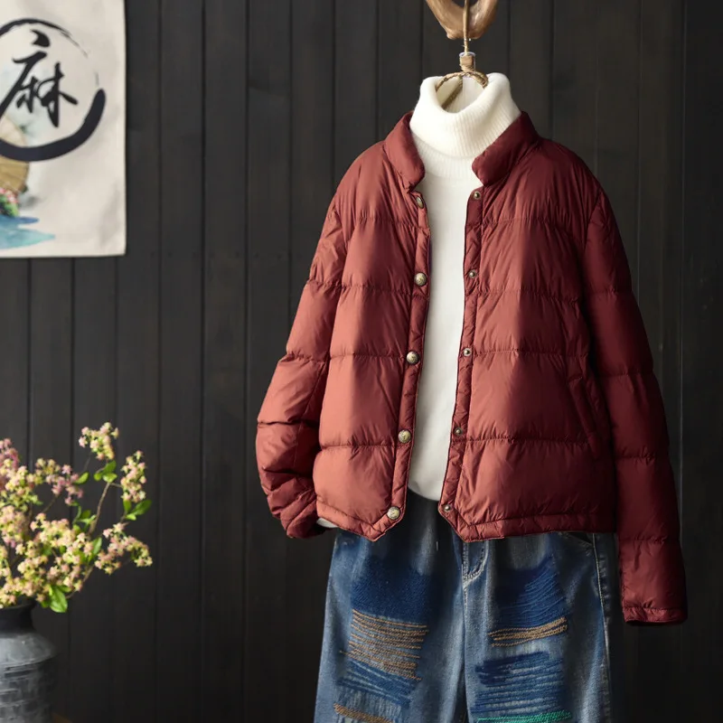 2026 New Autumn Winter Women Ultra Light White Duck Down Jacket Single Breasted Down Coat Female Short Puffer Parkas Outwears