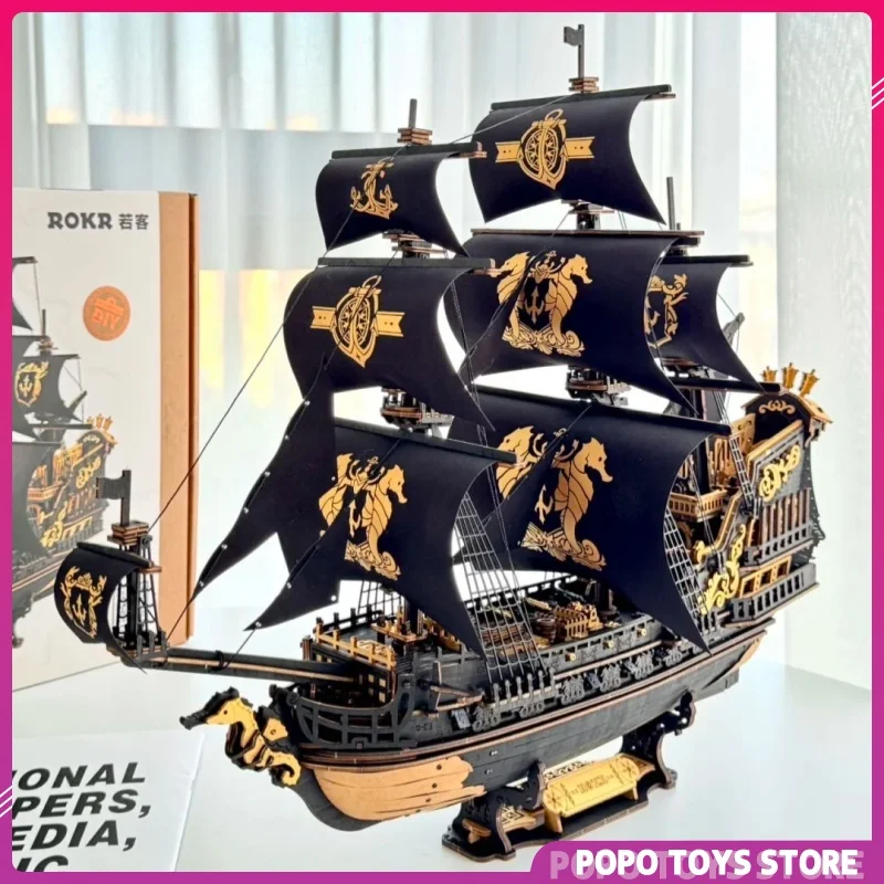 

Seahorse 3d Wooden Sailing Ship Puzzle Smooth Sailing Pirate Model Kit Home Desk Decoration Gift Suitable For Teens And Adults