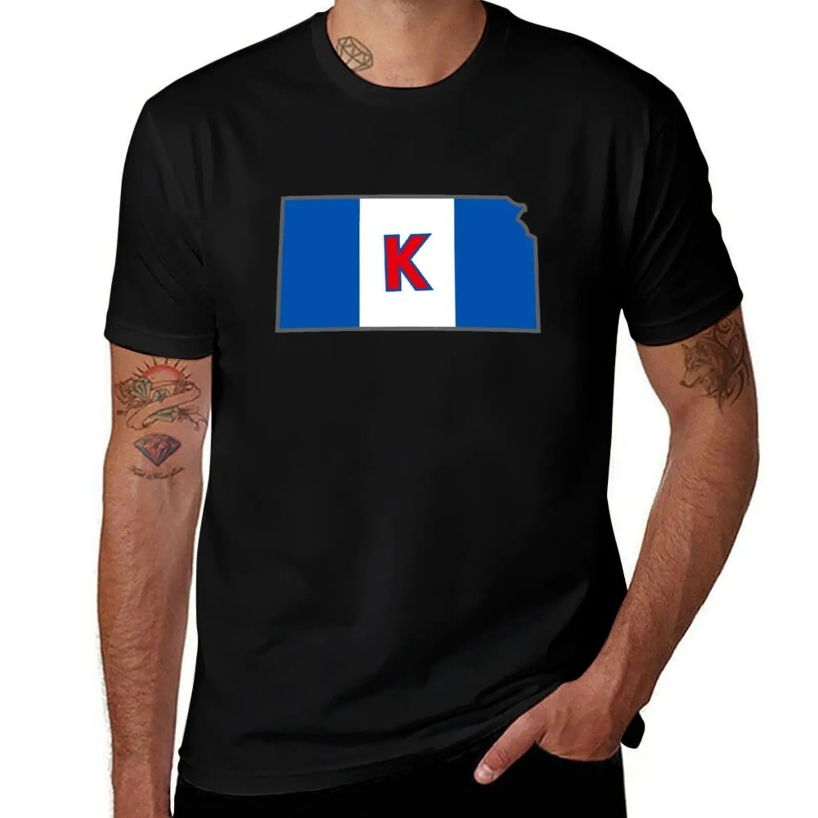 University of Kansas Flag T-Shirt Durable Work Wear T-Shirt