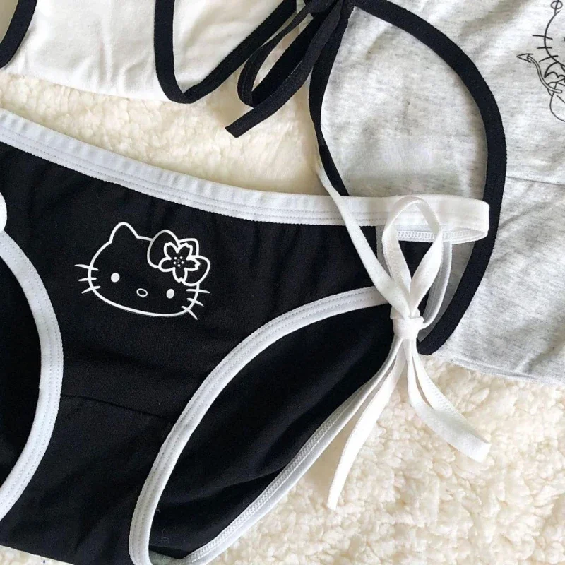 3pcs Y2k Hello Kitty Couples Underpants Pure Cotton Breathable Cute Interesting Men Women Underwear Anime KT Cat Lingerie Briefs