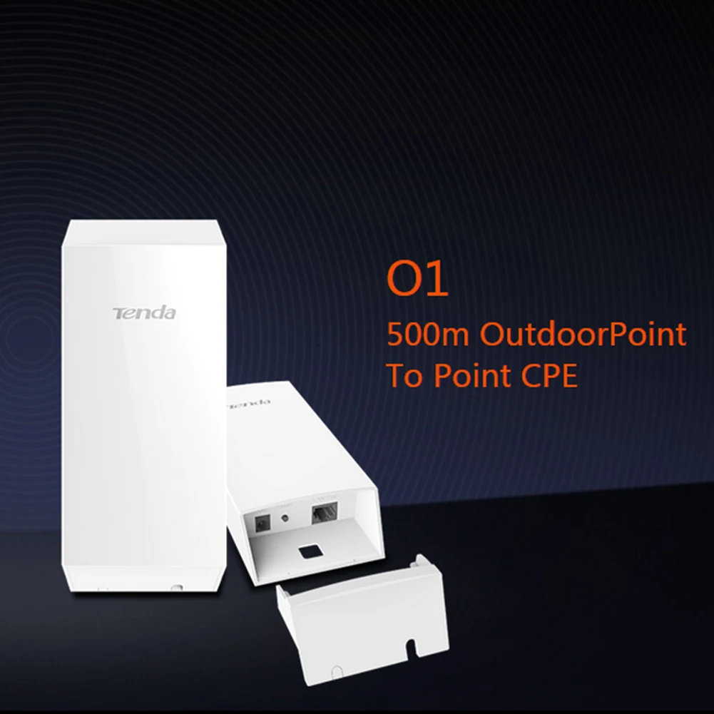 1 paar Tenda O1 2,4 GHz buiten CPE 300 Mbps 0,5 km draadloos bereik Point-to-Point-adapter met 8 dBi directionele antenne