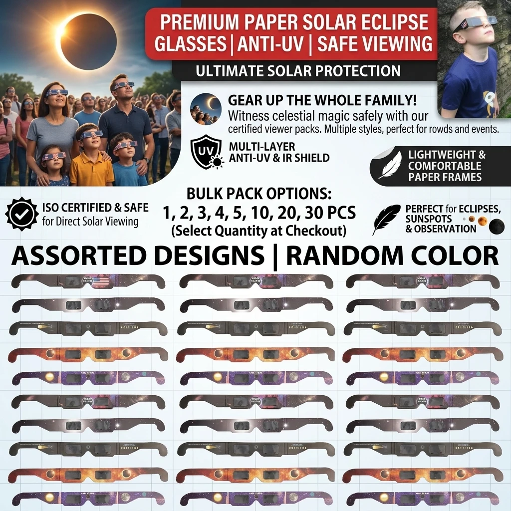 10PCS CE/ISO Certified Paper Solar Eclipse Glasses Safe For Direct Sun Viewing Observe Total Eclipses Partial Eclipse Wholesale