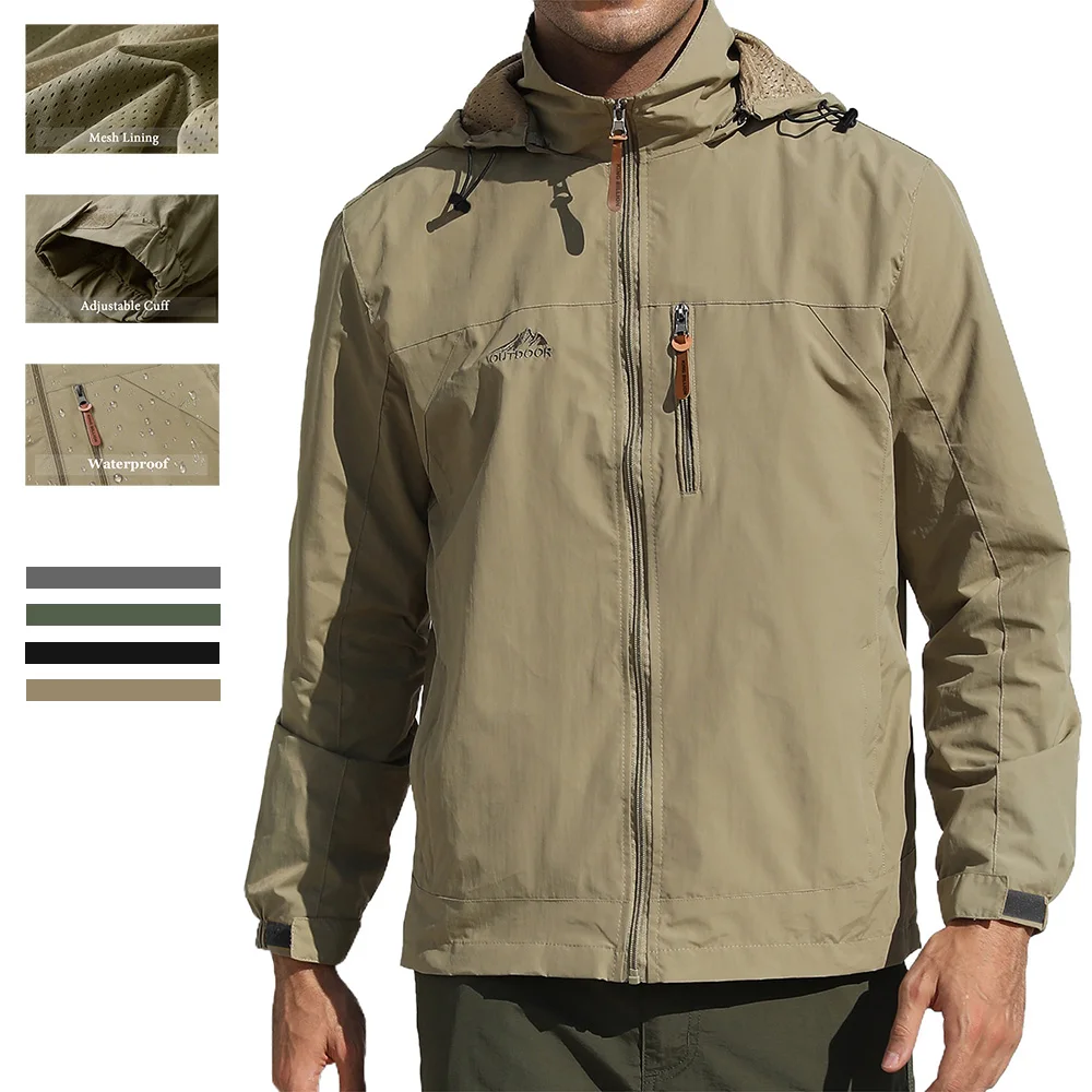 

Men's Hooded Jacket Windproof Waterproof Slim Fit Punching Jackets Breathable Outdoor Camping Hiking Spring Autumn Outwear