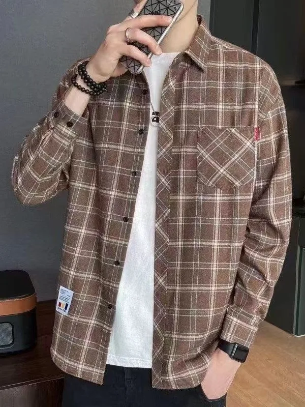 

Мужская рабочая униформа: износостойкая рубашка из чистого хлопка с длинным рукавом, в клетку, повседневная, для защиты при сварочных работах, верхняя одежда