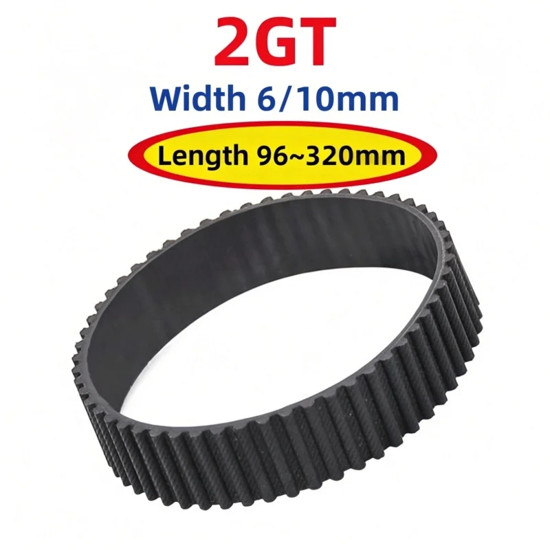 2GT Timing Belt Length 96~320mm Black Rubber Closed Loop Belts Width 6/10mm GT2M Synchronous Belt For 3D Printer Belts