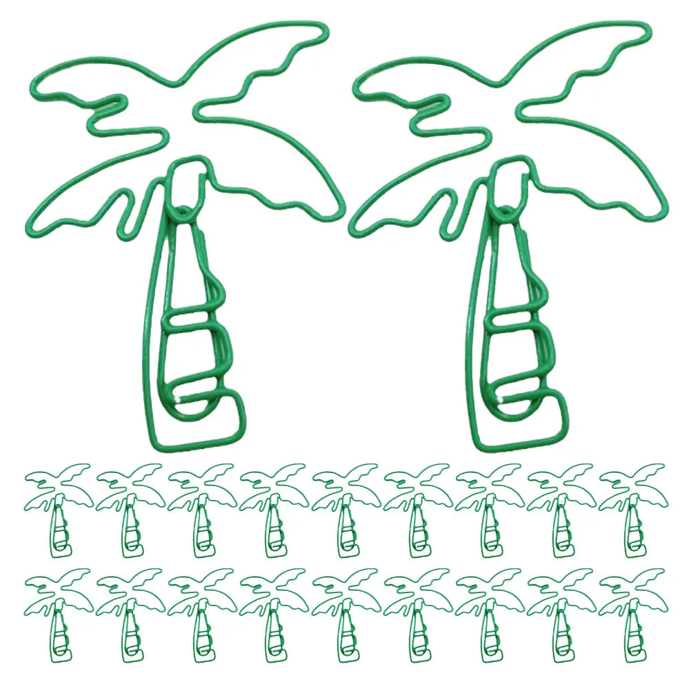 

20pcs Coconut Tree Paper Clips Metal Bookmarks Cute Decorative Stationery File Clips For Office School Planner Use