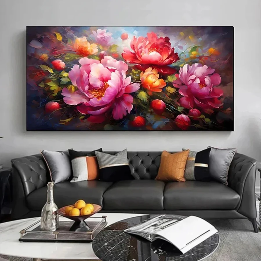

Diy Large Size Diamond Art Painting Colorful Peony Full Mosaic Embroidery Rhinestone Picture Blooming Flowers Wall Decor AA5023