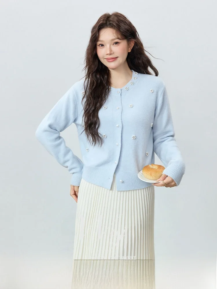 

Зимний вязаный комплект: свитер с длинным рукавом и юбка, круглый вырез, большие размеры, женская модная одежда для повседневной носки, осенне-зимний наряд