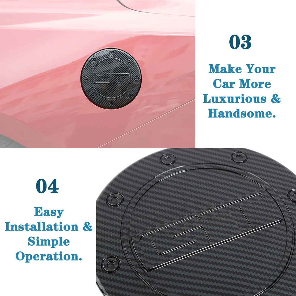 غطاء فتحة تعبئة زيت السيارة خزان الوقود الغاز استبدال غطاء الباب حامي الكسوة لفورد موستانج 2024 2025 + الملحقات الخارجية 1 حزمة