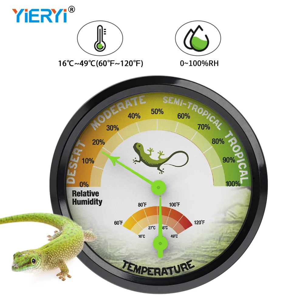 1/2 Pieces Pet Lizard Hygrometer Indoor Thermometer Humidity Monitor for Reptile Pets Room Incubator Tank Dial Humidity Gauge