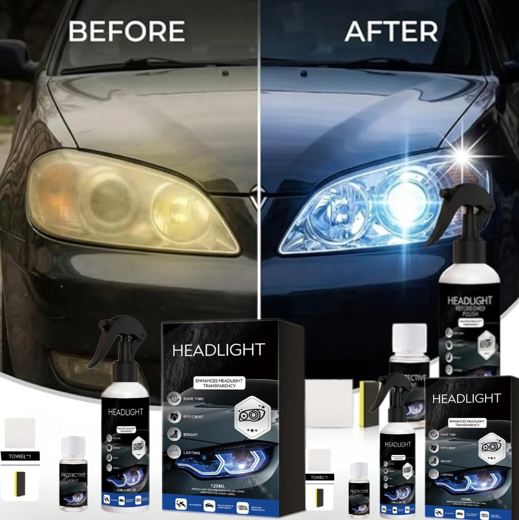 Decontamination Brightening Headlight Repair Spray Car Headlights Refurbishment Care Agent Headlight Polishing Restoration Kit