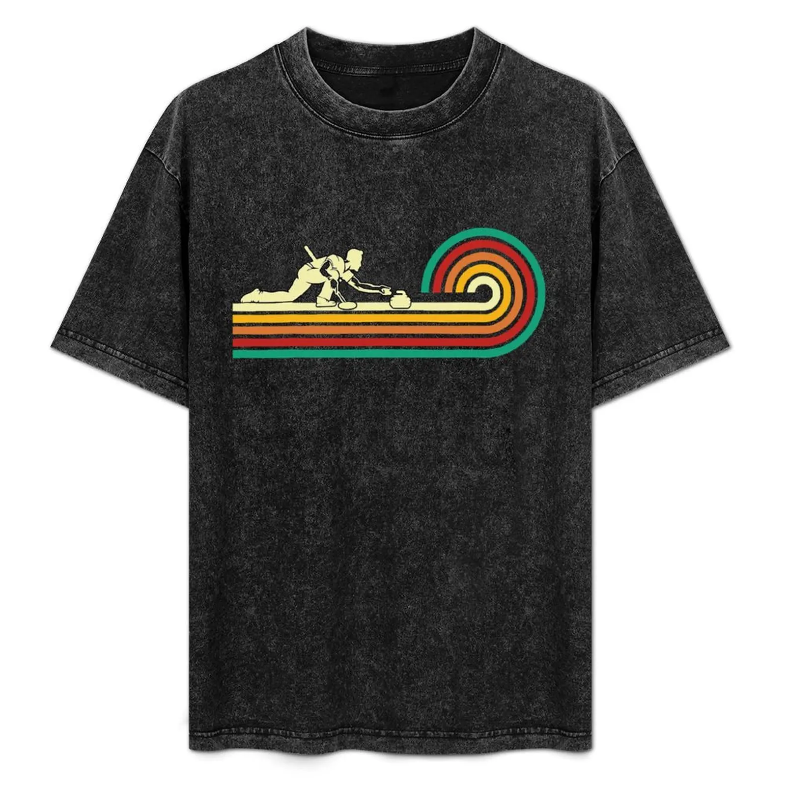 

Curler Sliding Curling Stone Retro Curling T-Shirt Breathable Workout Short Sleeve Top