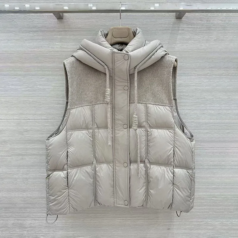 2026, New Design, Women's Double-sided Cashmere Patchwork Down Jacket, Warm Sleeveless Coat Vest, High-Quality Down Coat, Y2K
