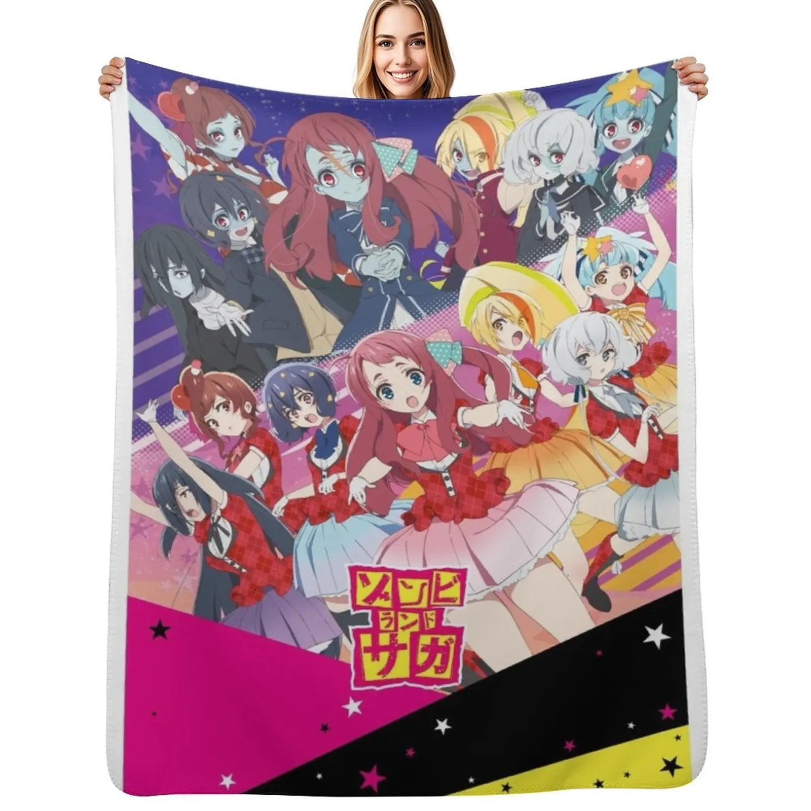 

Zombieland Saga characters Throw Blanket Vintage Decorative Sofas Personalized Gift Kid'S Blankets
