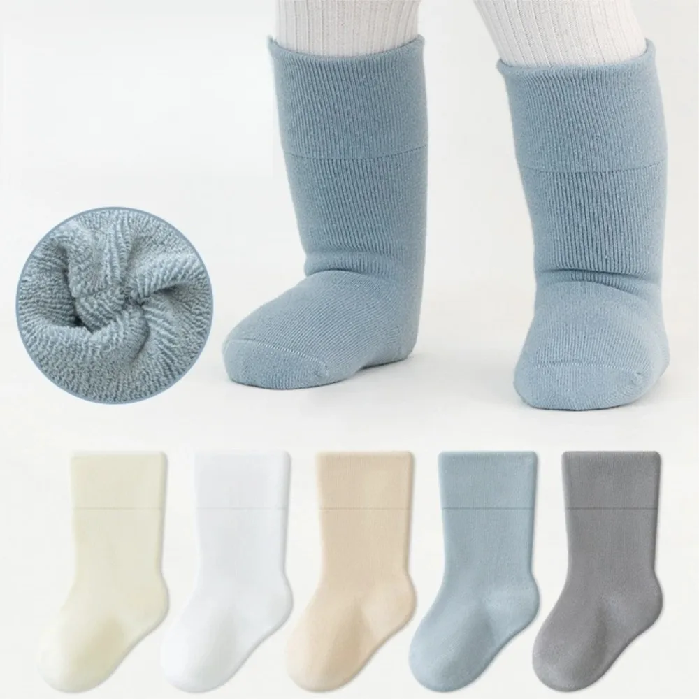 

0-5Years Solid Baby Socks for Newborn Soft Cotton Spring Winter 5Pairs Kids Baby Boy Girl Sock Leg Warmers Toddlers Accessorie