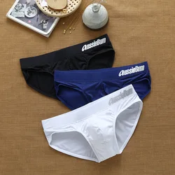 Culotte taille basse élastique pour homme, en soie de lait, confortable, stéréo, aussiebum