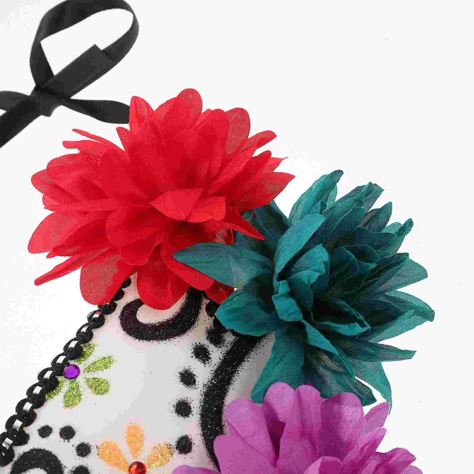 Day of The Dead Mask Masquerade Half Face Flower Halloween Mexican Decor Costume Ball for Women