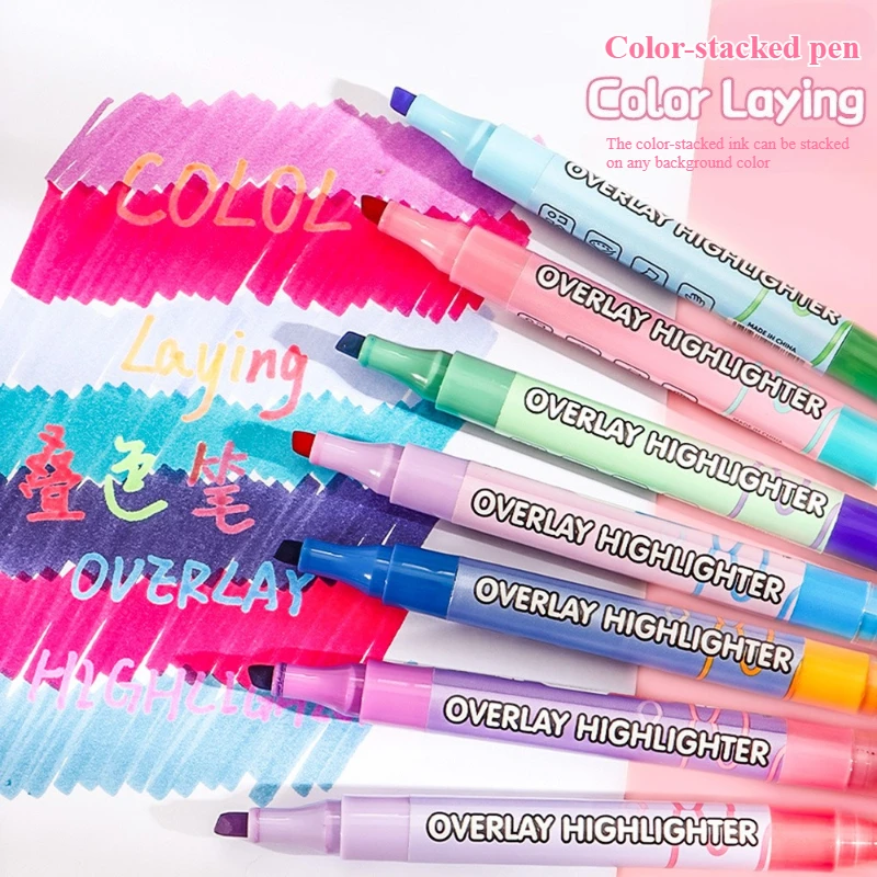 

6 шт./8 шт. двуглавая двухцветная ручка-хайлайтер можно штабелировать и письменность для прочного письма для заметок и рисования маркировки