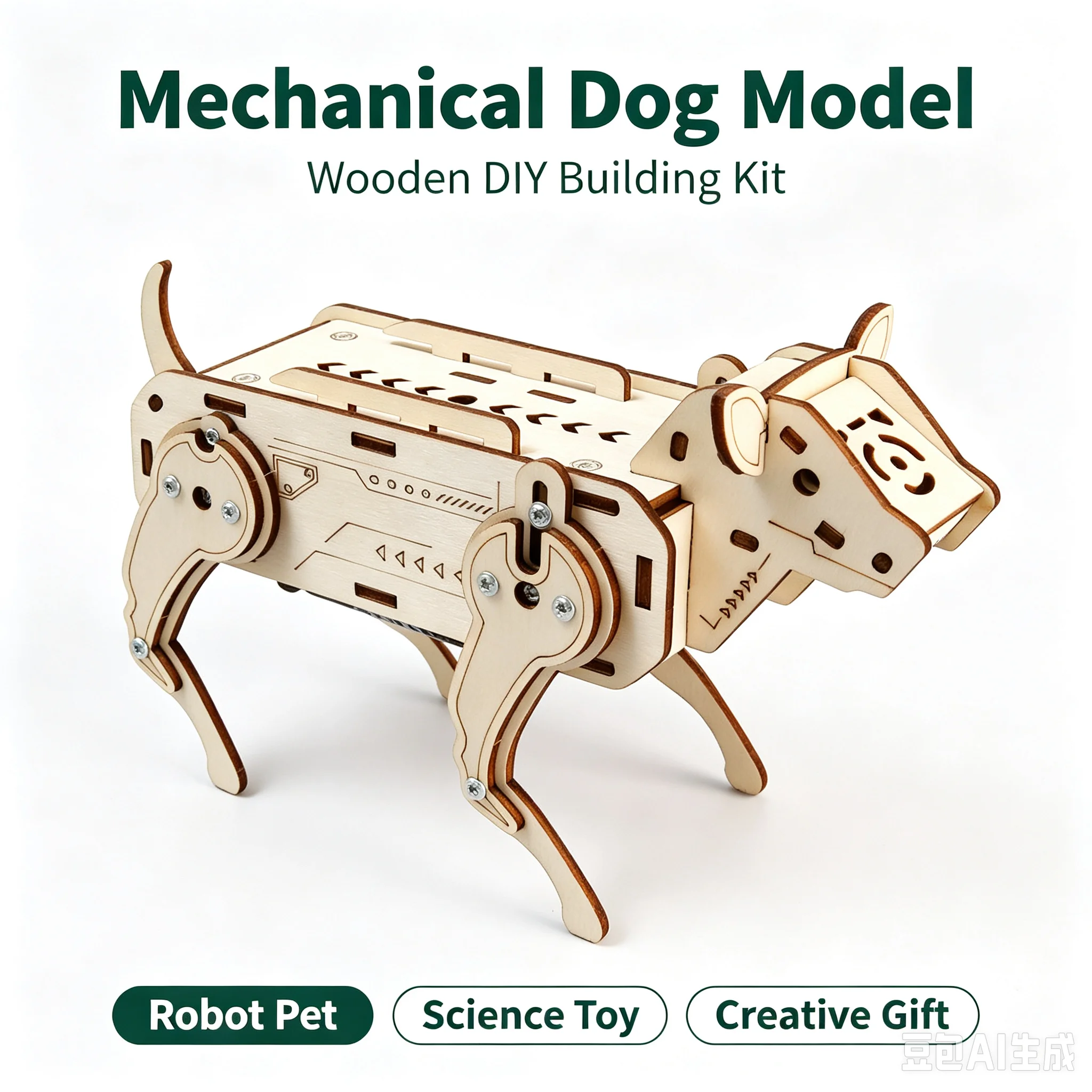 DIY Sound‑Controlled Mechanical Dog Kit, Science Experiment Tech Project, Creative Hand‑assembly STEM Educational Material Pack