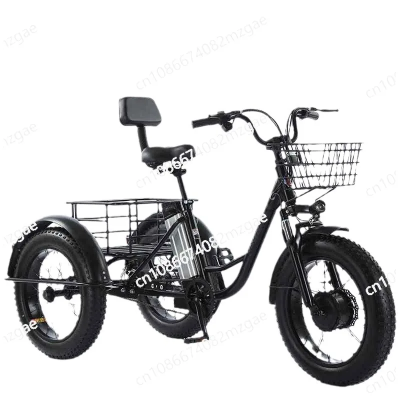 Passenger Seat for Adult 48v 500w Powerful Lithium Battery Removable 20 Inch Electric Bike 3 Wheeled Electric Tricycle With