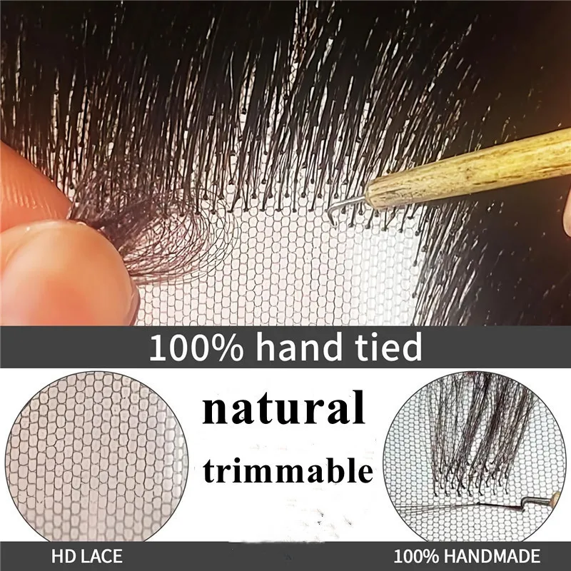 Bonne qualité tonable vrais cheveux humains fausse barbe crochet à main dentelle fausse moustache pour hommes comme cadeau pour les vacances/usage quotidien