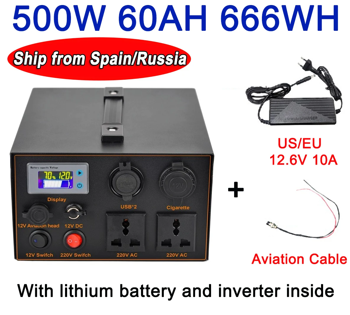 500W Portable Power Station 220V 350W LiFePO4 Battery Solar Generator Outdoor RV Camping Backup Power Bank Energy Storage Supply