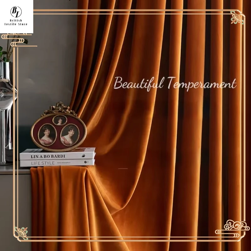 

Velvet Curtain Cloth Sunscreen Soundproof Light Luxury High-end Partition Living Room Bedroom Velvet Curtain Finish Product