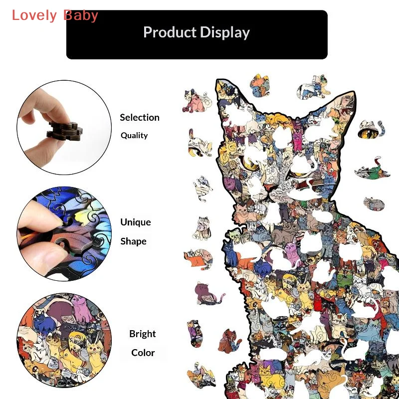 【BS】194pcs quebra-cabeça de madeira em forma de gato peças de quebra-cabeça irregular jogo aniversário presentes de natal para amantes de gatos caixa de dinheiro decoração de casa