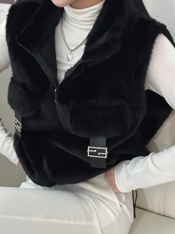 Ele ort Svel Women's Vest Korean Sle Winter Outerwear Fake Fur Coat Small Size Faionable No Brand Registration