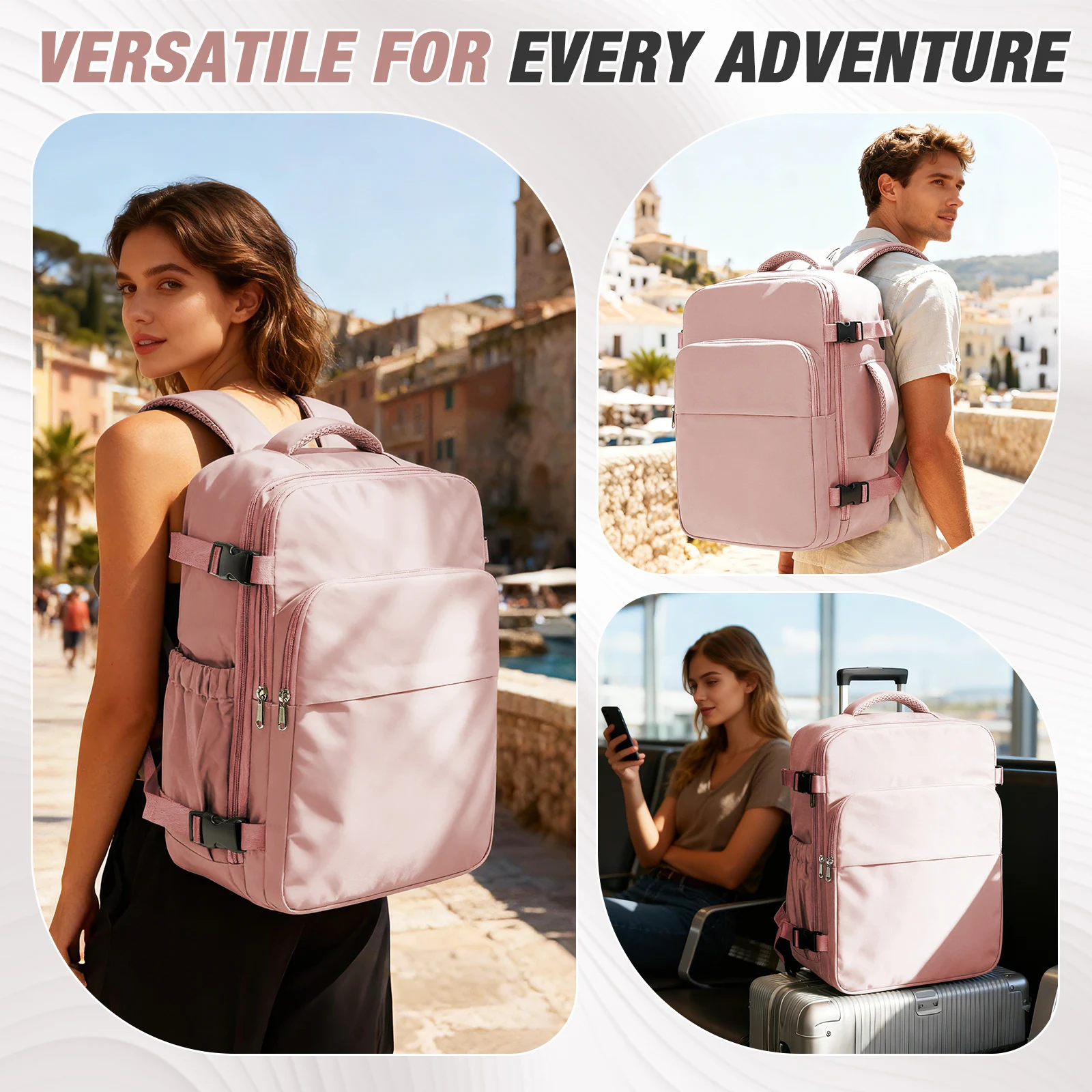 حقيبة ظهر للسفر على شكل طائرة مقاس 40 × 30 × 20، حقيبة ظهر بمقصورة Wizzair مقاس 40 × 30 × 20 حقائب كمبيوتر محمول للرجال والنساء مقاس 15.6 بوصة #6