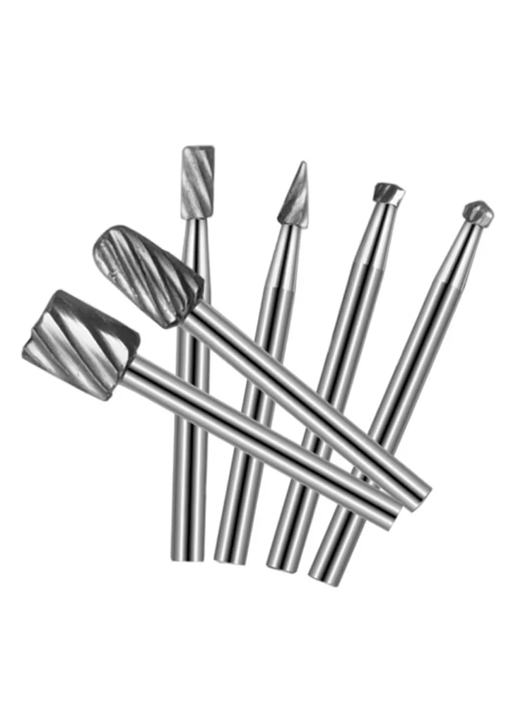 6Pcs Rotary Tool Mini Drill Bit Set 3.1mm Shank Router Grinding Burrs Milling Cutter For Wood Metal Carving Abrasive Dremel Tool