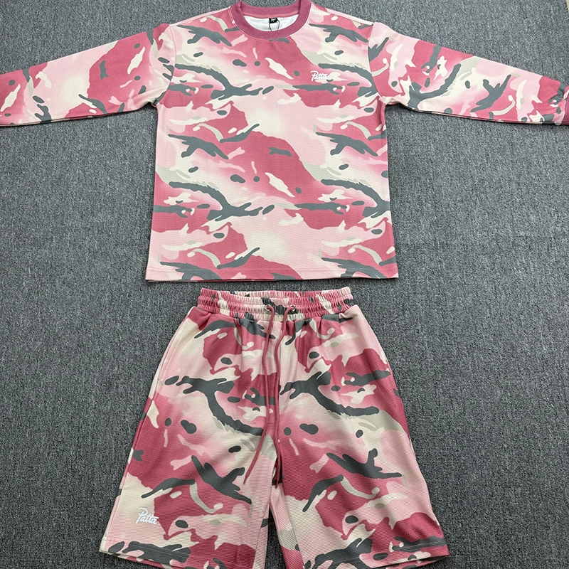 Autumn Winter New PATTA Tops Shorts Loose Casual Camouflage Print Sporty Streetwear Retro Hip-hop Patta Round-neck Pullover