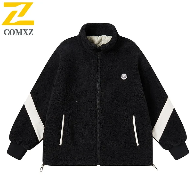سترة صوف رجالية من COMXZ مقاس كبير لمغامرة الثلج مقاومة للرياح، سترة مبطنة بالقطن للسفر، بطانة شتوية عالية الجودة