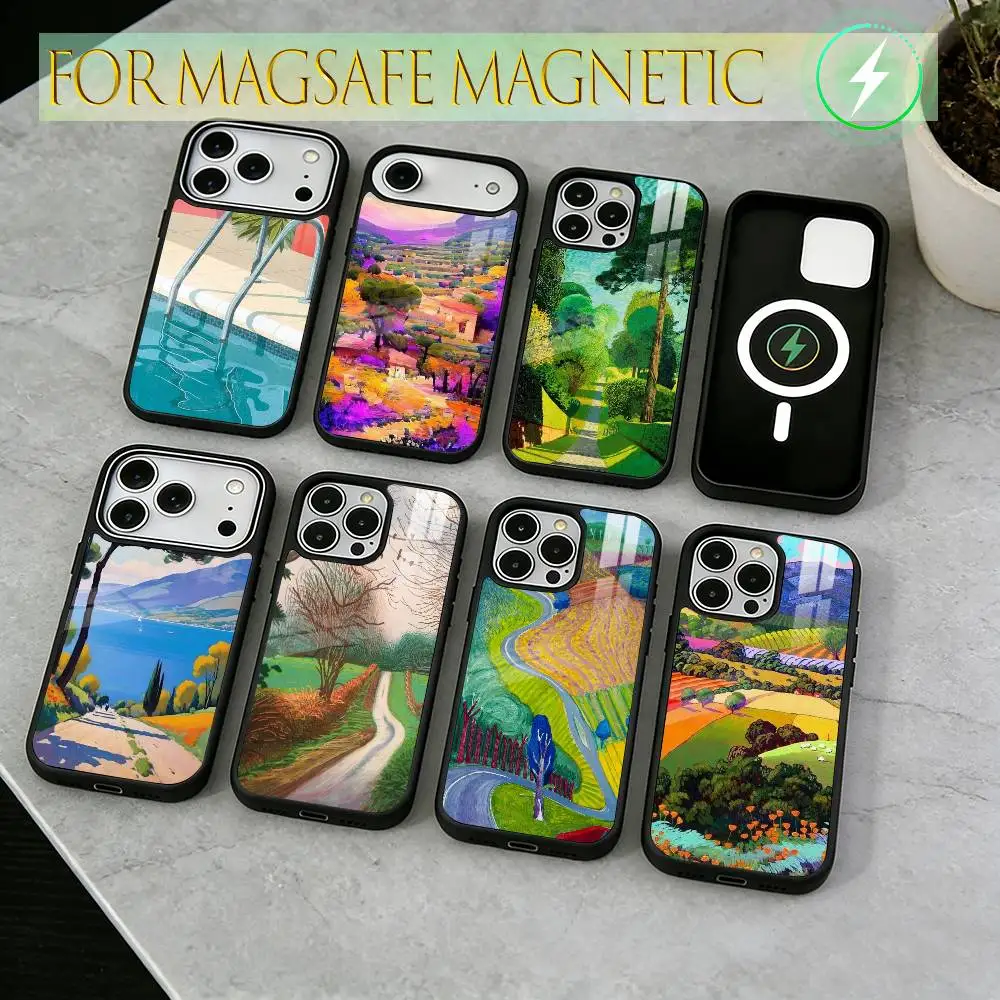 

David Hockney Art Phone Case For iPhone17,16,15,14,13,12,11 Plus,Pro Magnetic with Magsafe Wireless Charging
