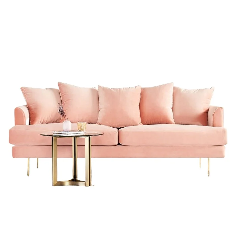

Simple modern metal single and double three-person sofa, furniture stainless steel casual fabric flannel negotiation sofa