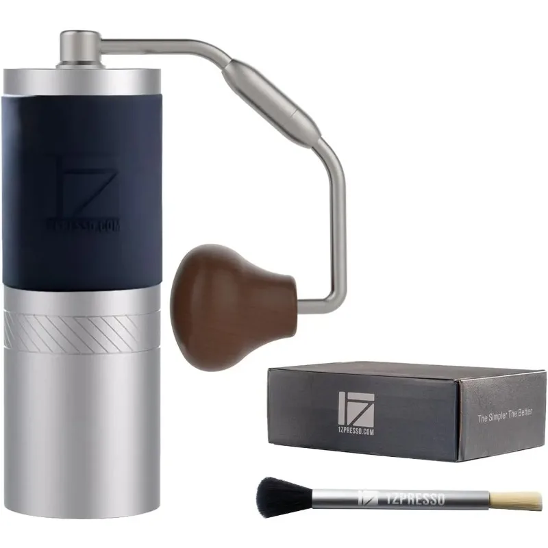 ^For J Manual Coffee Grinder Silver with Assembly Stainless Steel Conical Burr - Numercial Internal Adjustable Setting for Pour