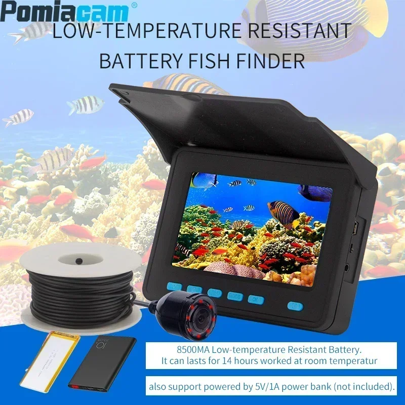 4.3 inch screen Ice Fishing Finder 8pcs IR LED Underwater Fish Camera 1200TVL high resolution camera Fishing Camera Monitor