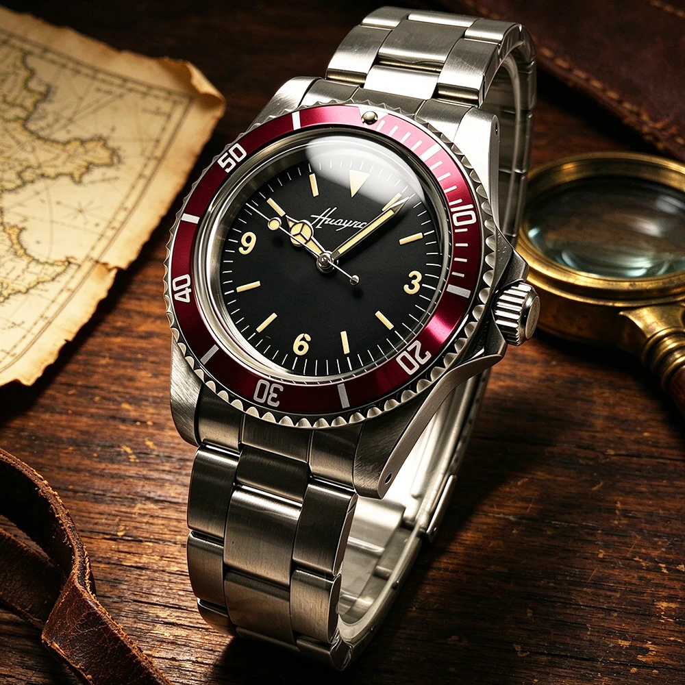 39.5mm Black Dial Retro Men's Mechanical Watch 8215/1612 Movement Automatic Winding Water Resistant Silver Stainless Steel