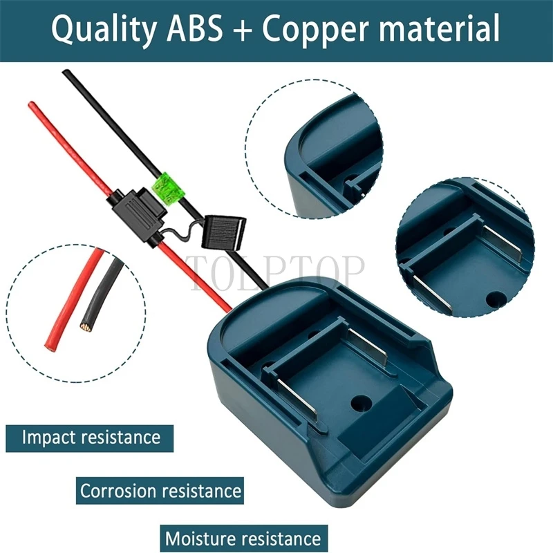 Power Wheels Adapter For Makita 18V BL1830 BL1840 BL1860 Li-ion Battery DIY Power Connector with 14 AWG Wires&I/O Switch Fuse