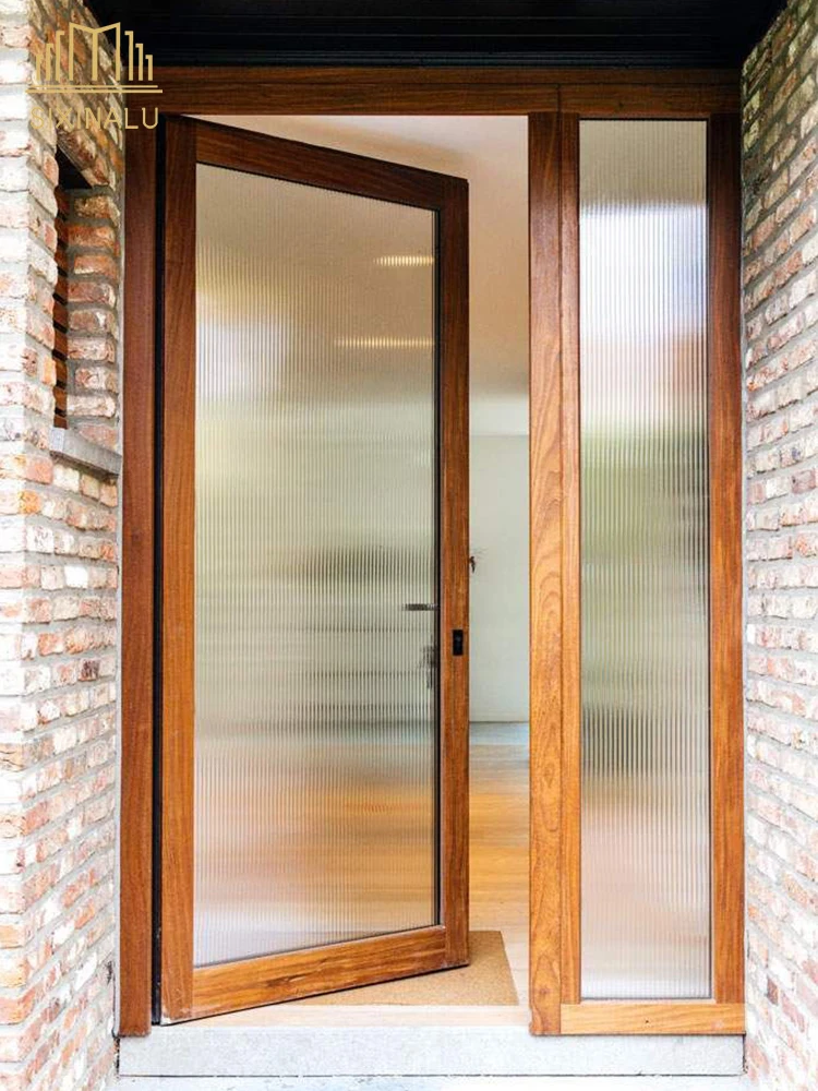 

Sixinalu Entrance Doors Exterior Entry Pivot Door Aluminum Aolly Front Casement Door Double Glass Panel Home Decor Custom