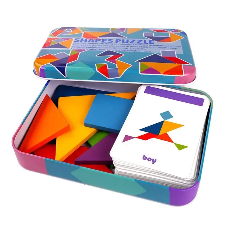 

3D Wooden Pattern Animal Jigsaw Puzzle Colorful Tangram Toy Kids Montessori Early Education Sorting Games Toys Children Gift